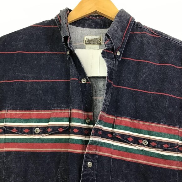Vtg Express Rider Western Shirt Button Up Striped Long Sleeve Collared Mens L - Picture 3 of 11
